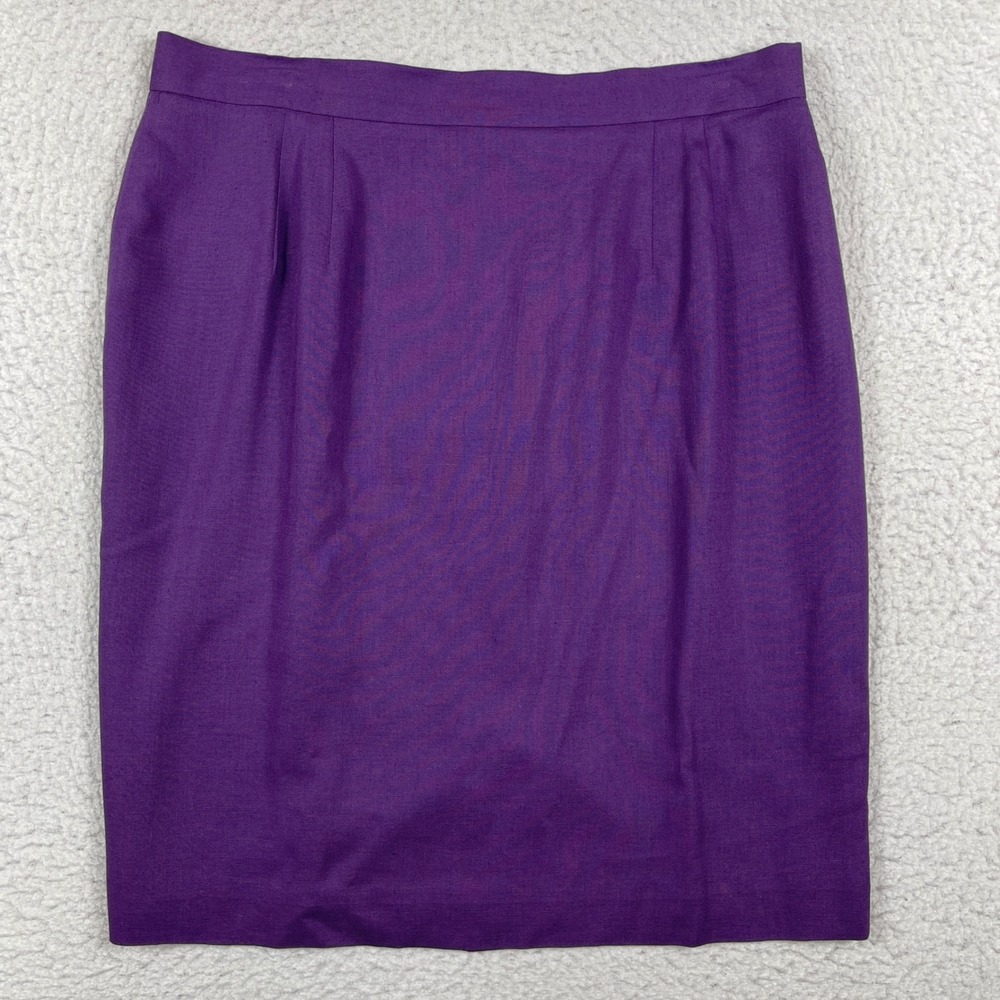 Vintage KGR Pencil Skirt‎ Womens 16 Purple Rayon Linen Blend 90s USA Office VTG